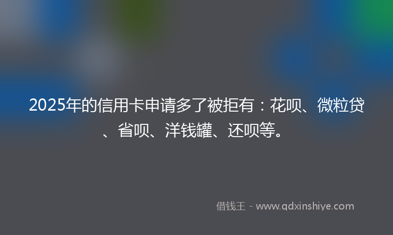 2025年的信用卡申请多了被拒有：花呗、微粒贷、省呗、洋钱罐、还呗等。