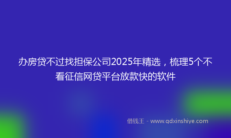 办房贷不过找担保公司2025年精选，梳理5个不看征信网贷平台放款快的软件