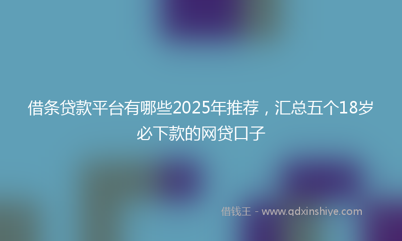 借条贷款平台有哪些2025年推荐，汇总五个18岁必下款的网贷口子