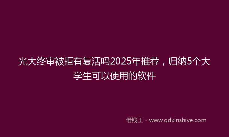 光大终审被拒有复活吗2025年推荐，归纳5个大学生可以使用的软件