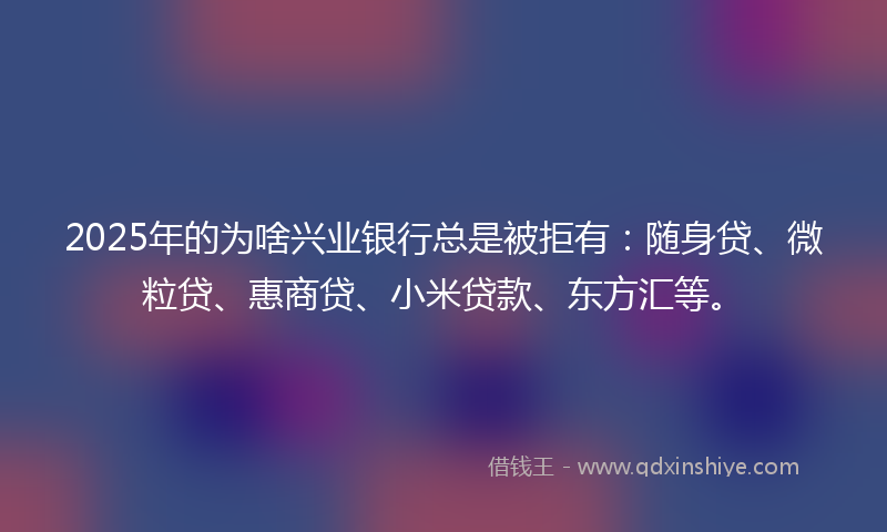 2025年的为啥兴业银行总是被拒有：随身贷、微粒贷、惠商贷、小米贷款、东方汇等。