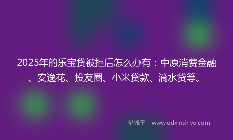 2025年的乐宝贷被拒后怎么办有：中原消费金融、安逸花、投友圈、小米贷款、滴水贷等。