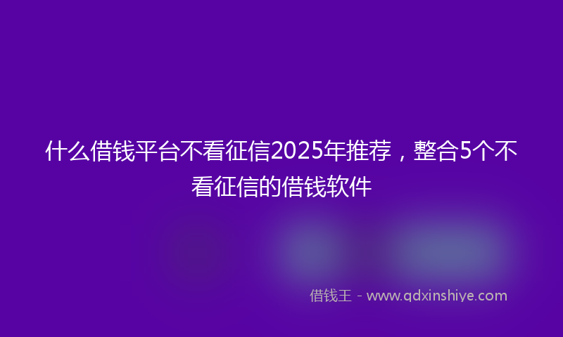 什么借钱平台不看征信2025年推荐，整合5个不看征信的借钱软件