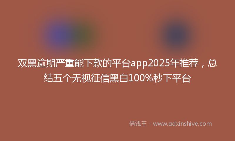 双黑逾期严重能下款的平台app2025年推荐，总结五个无视征信黑白100%秒下平台