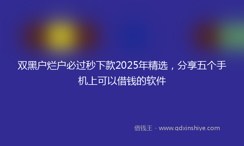 双黑户烂户必过秒下款2025年精选，分享五个手机上可以借钱的软件
