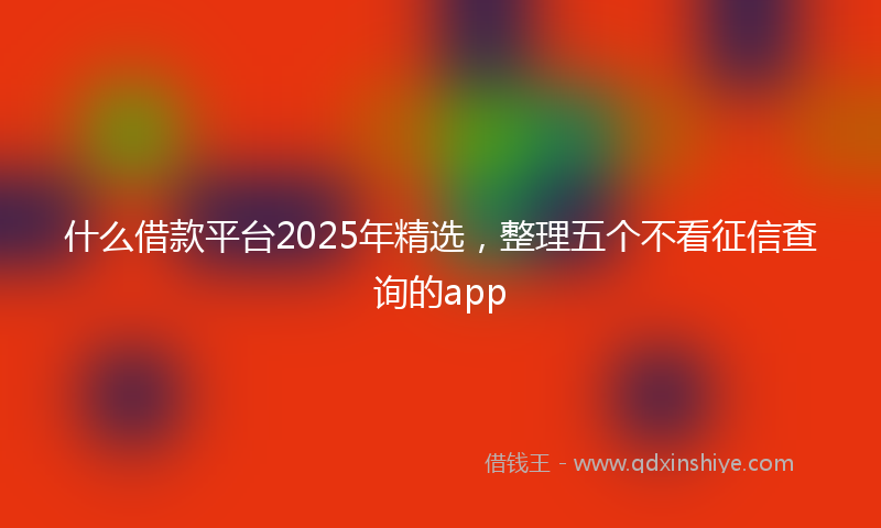 什么借款平台2025年精选，整理五个不看征信查询的app