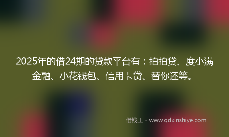 2025年的借24期的贷款平台有：拍拍贷、度小满金融、小花钱包、信用卡贷、替你还等。