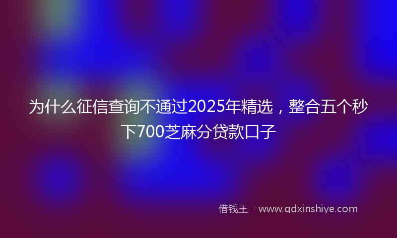 为什么征信查询不通过2025年精选，整合五个秒下700芝麻分贷款口子