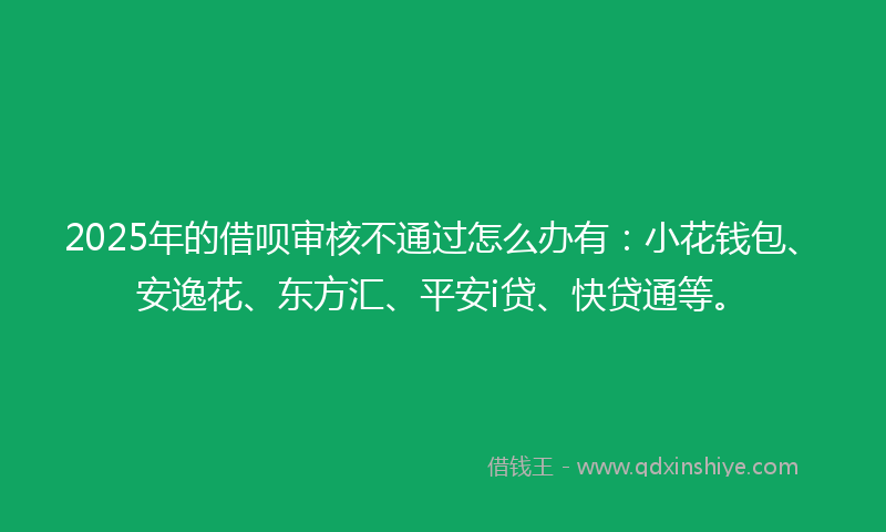 2025年的借呗审核不通过怎么办有：小花钱包、安逸花、东方汇、平安i贷、快贷通等。