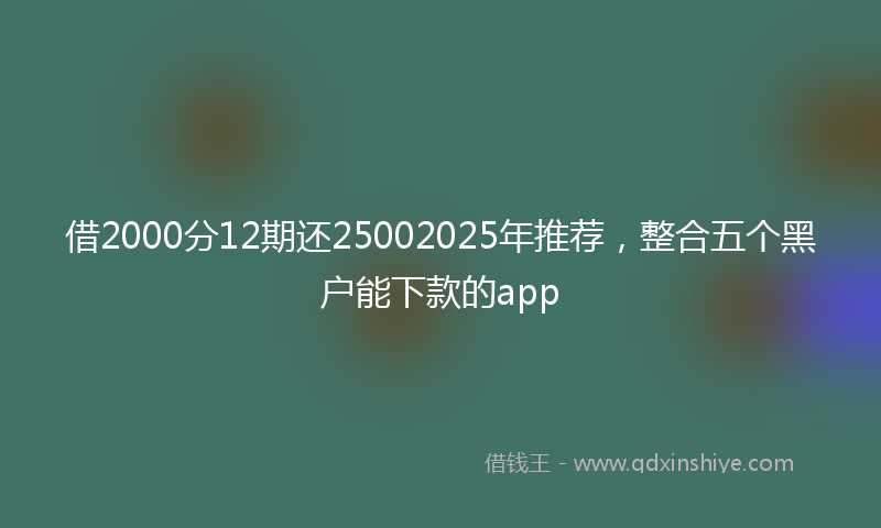 借2000分12期还25002025年推荐，整合五个黑户能下款的app