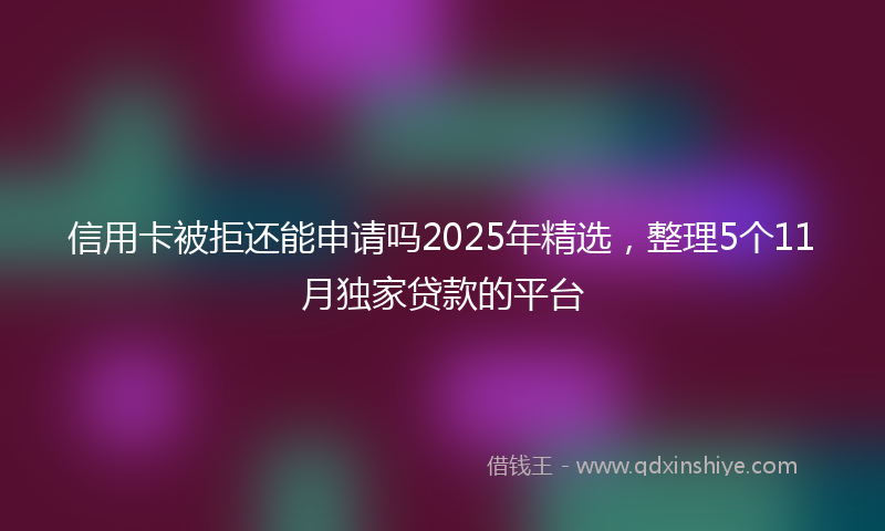信用卡被拒还能申请吗2025年精选，整理5个11月独家贷款的平台