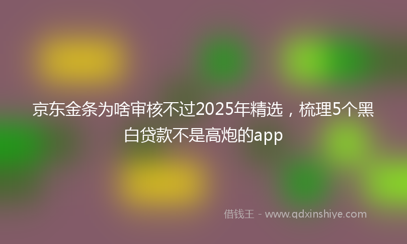 京东金条为啥审核不过2025年精选，梳理5个黑白贷款不是高炮的app