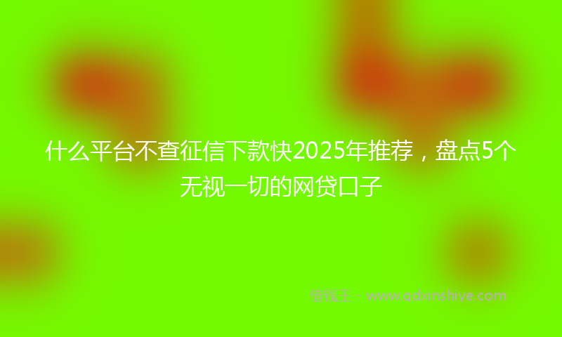 什么平台不查征信下款快2025年推荐，盘点5个无视一切的网贷口子