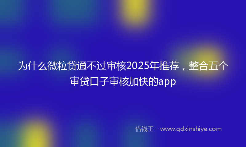 为什么微粒贷通不过审核2025年推荐，整合五个审贷口子审核加快的app