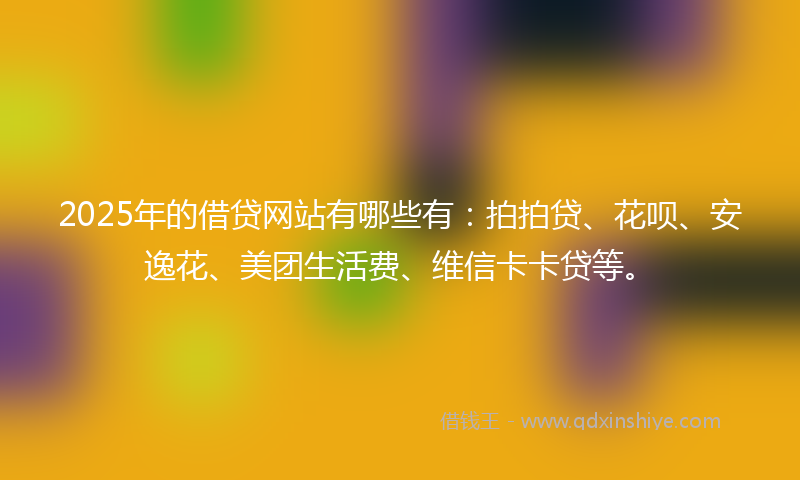 2025年的借贷网站有哪些有：拍拍贷、花呗、安逸花、美团生活费、维信卡卡贷等。