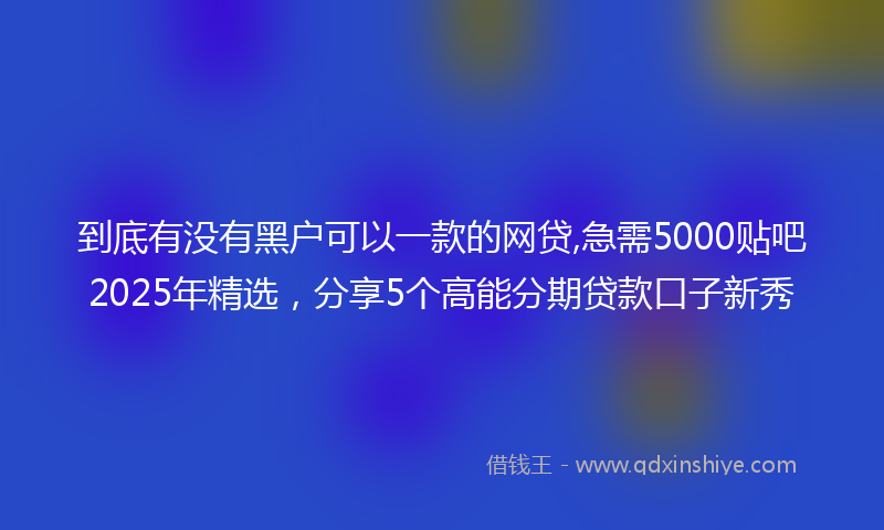到底有没有黑户可以一款的网贷,急需5000贴吧2025年精选，分享5个高能分期贷款口子新秀