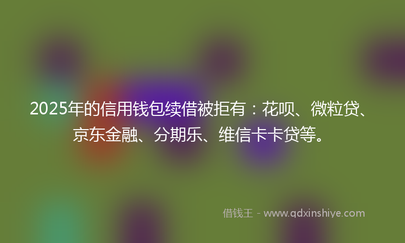 2025年的信用钱包续借被拒有：花呗、微粒贷、京东金融、分期乐、维信卡卡贷等。