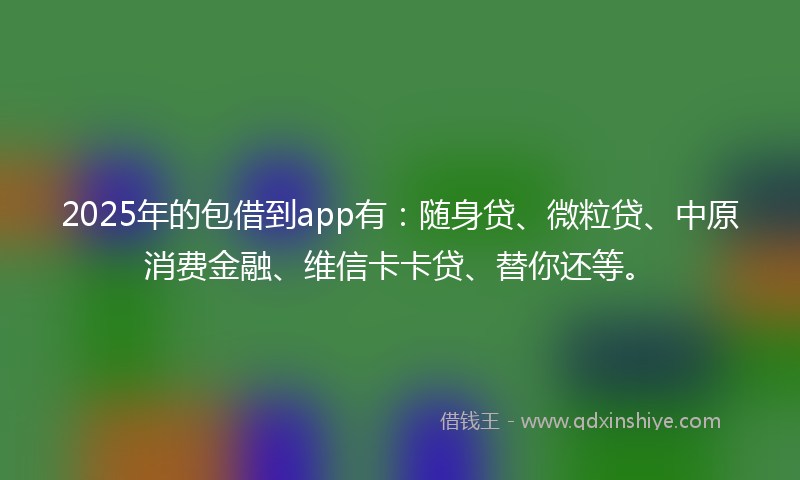 2025年的包借到app有：随身贷、微粒贷、中原消费金融、维信卡卡贷、替你还等。