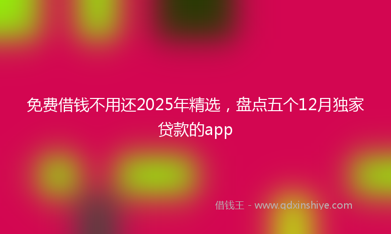 免费借钱不用还2025年精选，盘点五个12月独家贷款的app