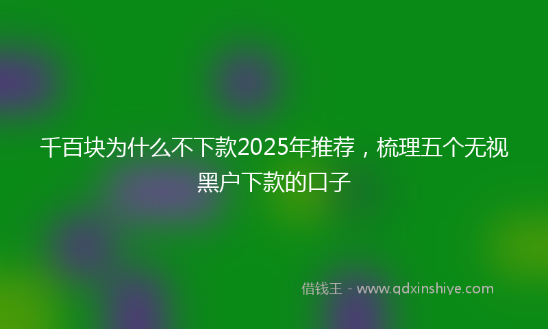 千百块为什么不下款2025年推荐，梳理五个无视黑户下款的口子