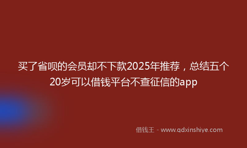买了省呗的会员却不下款2025年推荐，总结五个20岁可以借钱平台不查征信的app