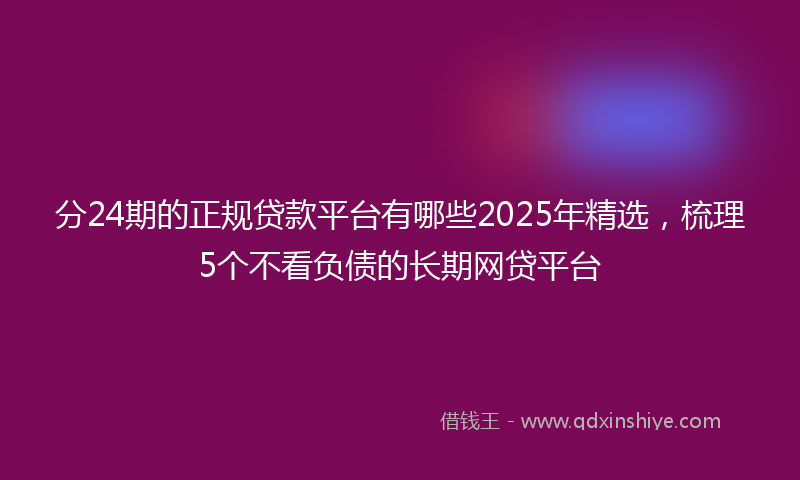 分24期的正规贷款平台有哪些2025年精选，梳理5个不看负债的长期网贷平台
