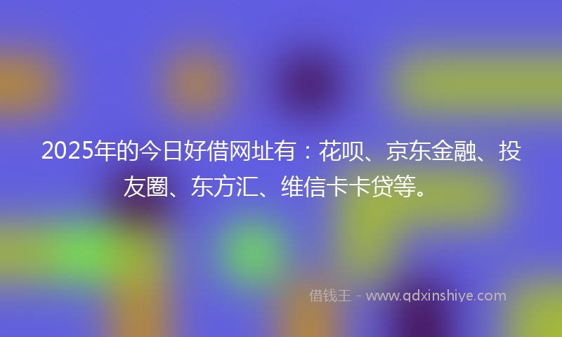 2025年的今日好借网址有：花呗、京东金融、投友圈、东方汇、维信卡卡贷等。