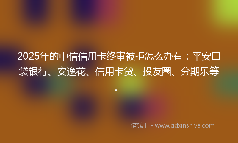 2025年的中信信用卡终审被拒怎么办有：平安口袋银行、安逸花、信用卡贷、投友圈、分期乐等。