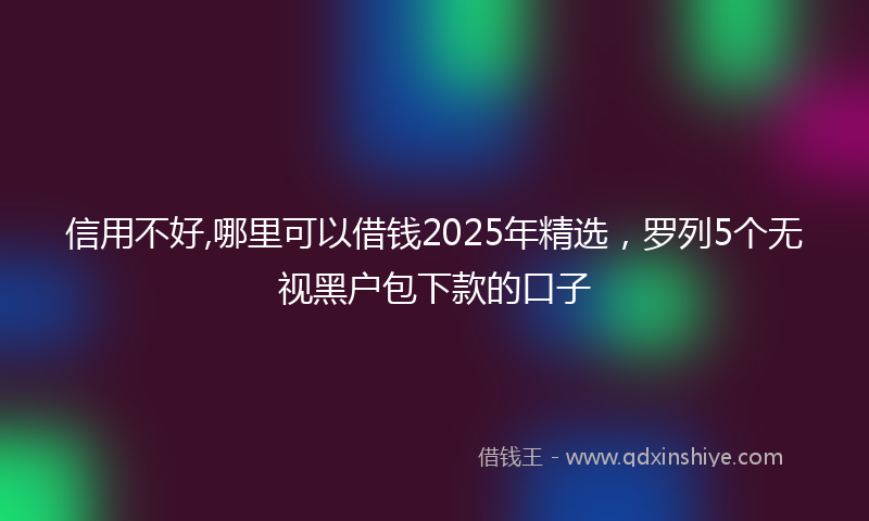 信用不好,哪里可以借钱2025年精选，罗列5个无视黑户包下款的口子
