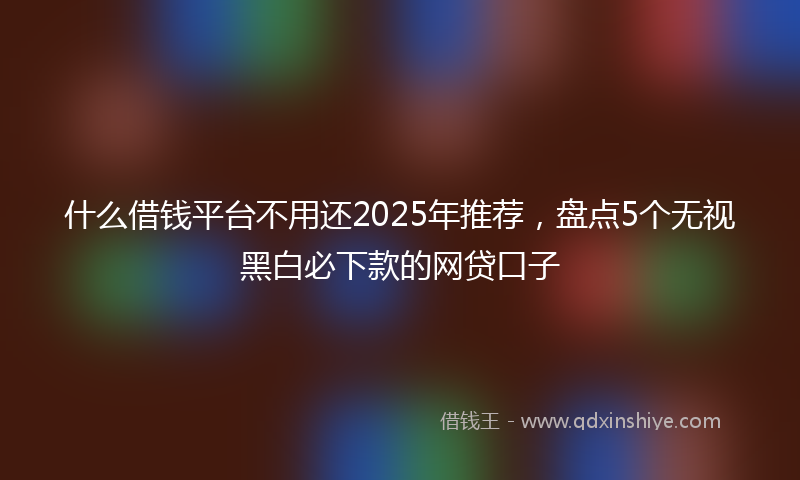 什么借钱平台不用还2025年推荐，盘点5个无视黑白必下款的网贷口子