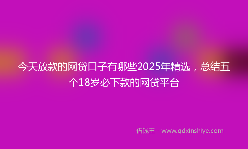 今天放款的网贷口子有哪些2025年精选，总结五个18岁必下款的网贷平台