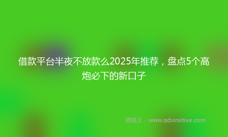 借款平台半夜不放款么2025年推荐，盘点5个高炮必下的新口子