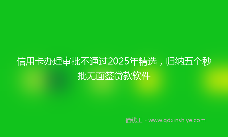 信用卡办理审批不通过2025年精选，归纳五个秒批无面签贷款软件