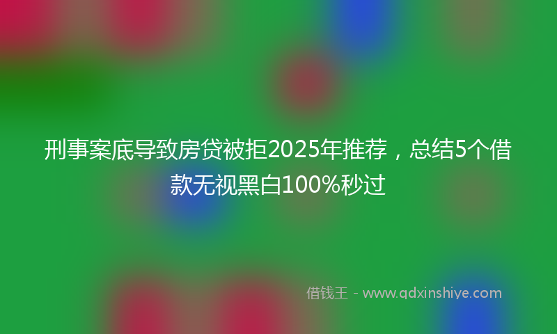 刑事案底导致房贷被拒2025年推荐，总结5个借款无视黑白100%秒过