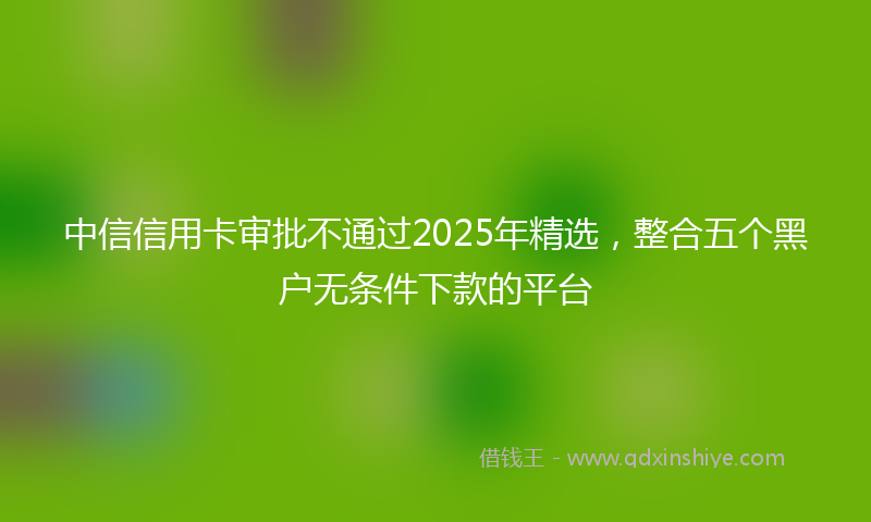 中信信用卡审批不通过2025年精选，整合五个黑户无条件下款的平台