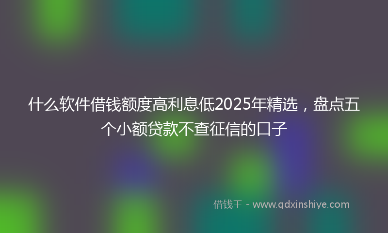 什么软件借钱额度高利息低2025年精选，盘点五个小额贷款不查征信的口子