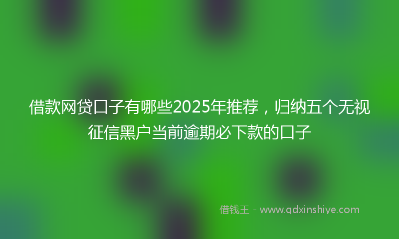 借款网贷口子有哪些2025年推荐，归纳五个无视征信黑户当前逾期必下款的口子