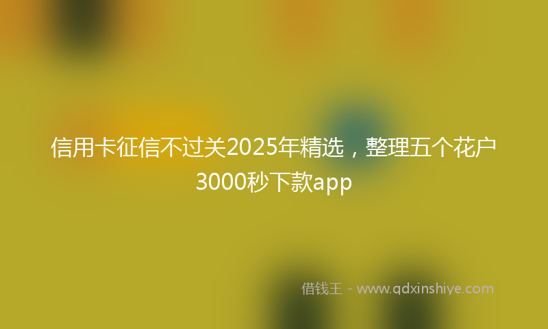 信用卡征信不过关2025年精选，整理五个花户3000秒下款app