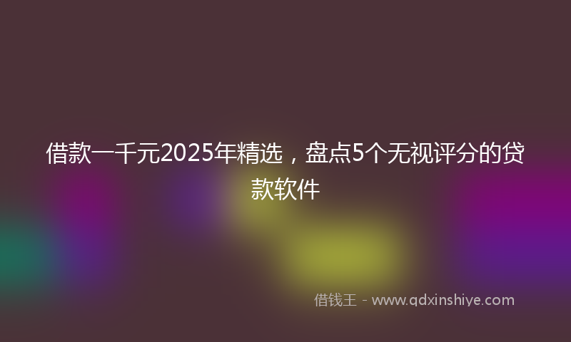 借款一千元2025年精选，盘点5个无视评分的贷款软件