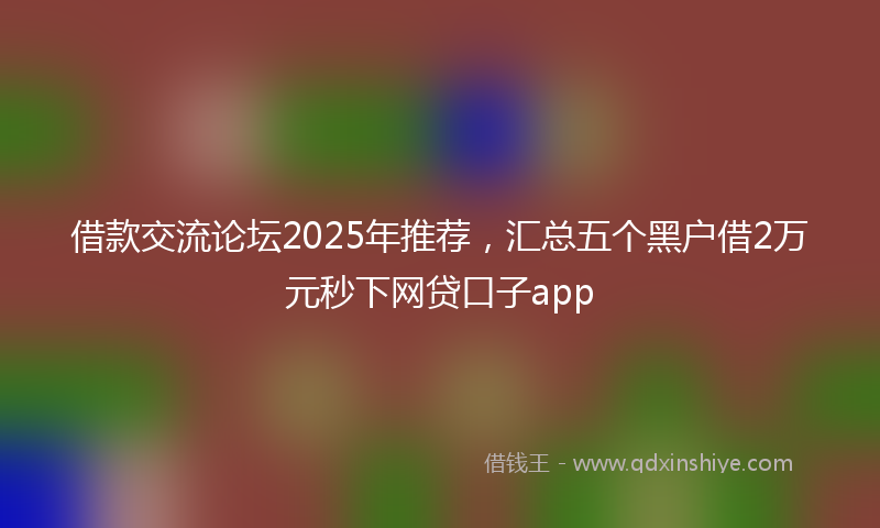 借款交流论坛2025年推荐，汇总五个黑户借2万元秒下网贷口子app