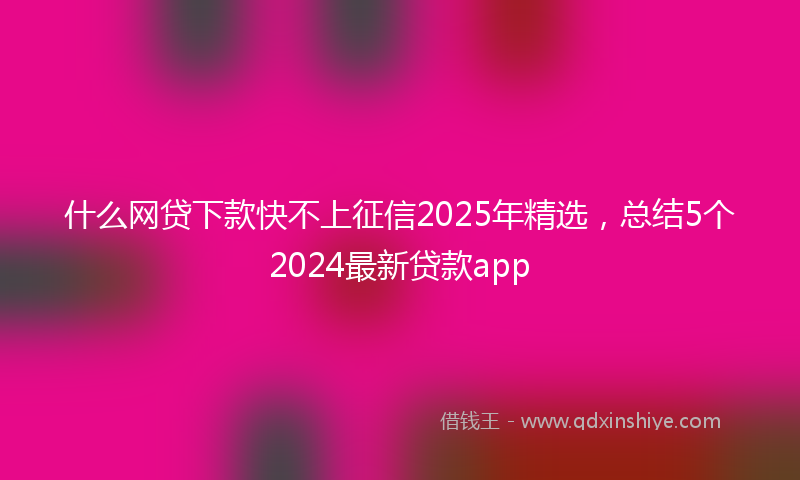 什么网贷下款快不上征信2025年精选，总结5个2024最新贷款app