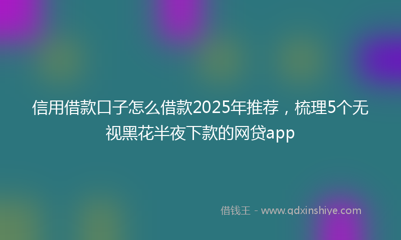 信用借款口子怎么借款2025年推荐，梳理5个无视黑花半夜下款的网贷app