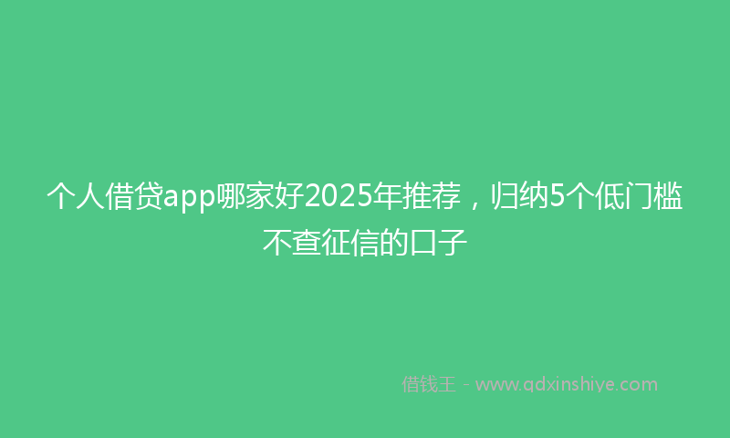 个人借贷app哪家好2025年推荐，归纳5个低门槛不查征信的口子