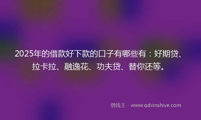2025年的借款好下款的口子有哪些有：好期贷、拉卡拉、融逸花、功夫贷、替你还等。