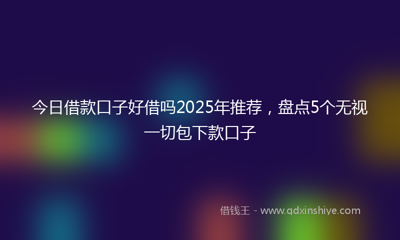 今日借款口子好借吗2025年推荐，盘点5个无视一切包下款口子
