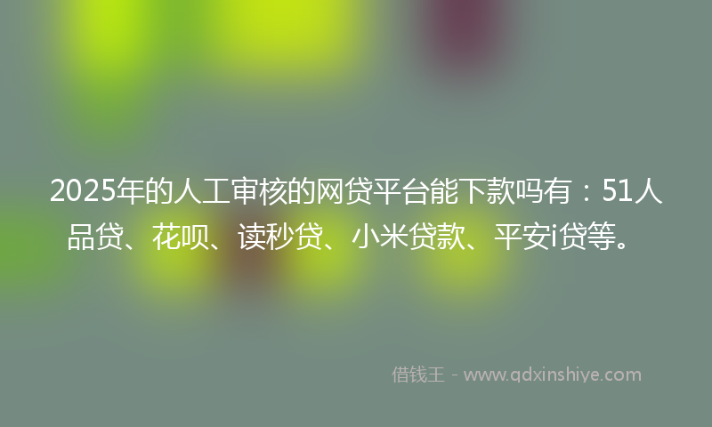 2025年的人工审核的网贷平台能下款吗有：51人品贷、花呗、读秒贷、小米贷款、平安i贷等。