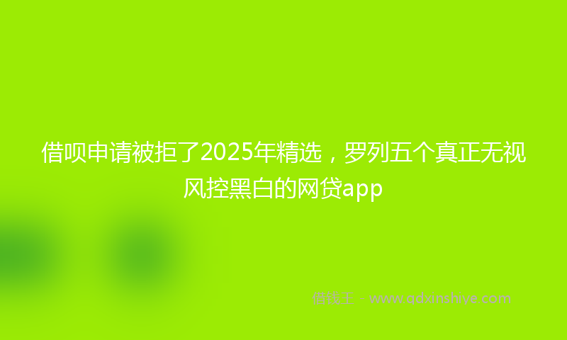 借呗申请被拒了2025年精选，罗列五个真正无视风控黑白的网贷app