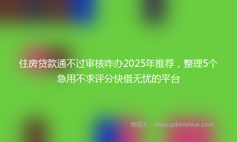 住房贷款通不过审核咋办2025年推荐，整理5个急用不求评分快借无忧的平台