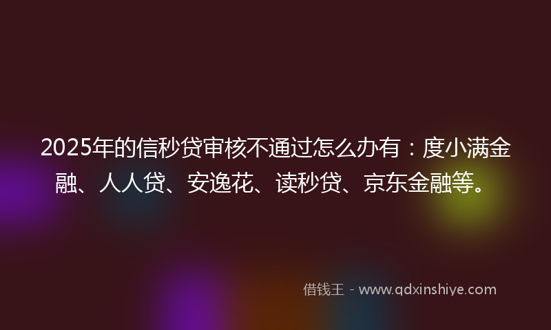 2025年的信秒贷审核不通过怎么办有：度小满金融、人人贷、安逸花、读秒贷、京东金融等。