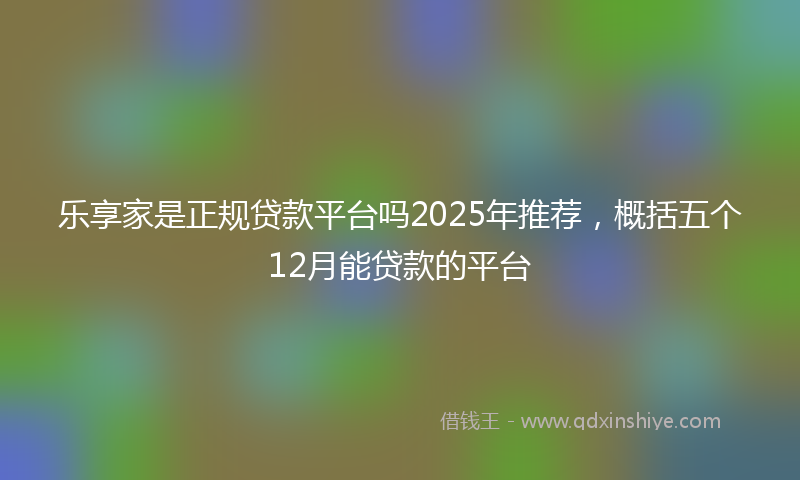 乐享家是正规贷款平台吗2025年推荐，概括五个12月能贷款的平台